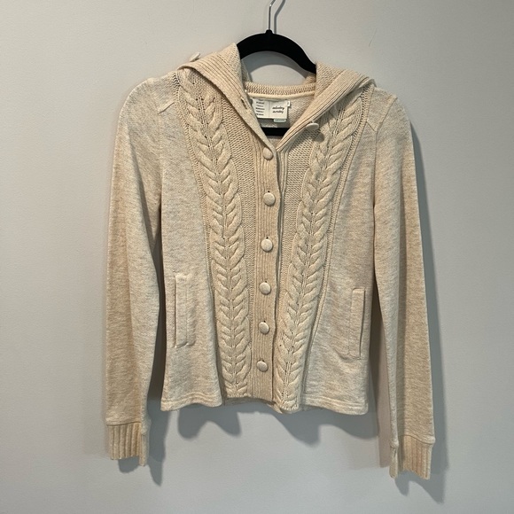 Anthropologie Saturday Sunday Cream Colored Cable Knit Cardigan - Picture 3 of 11